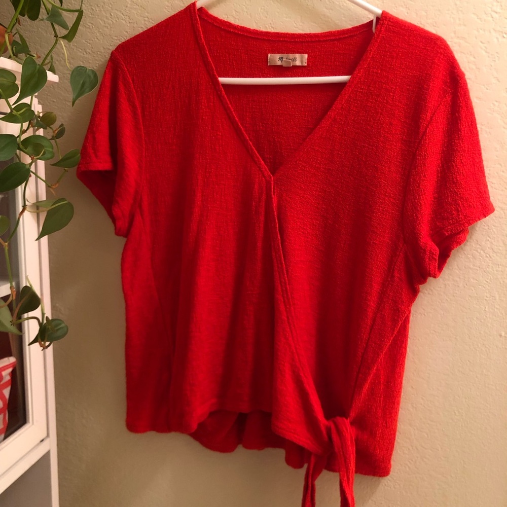 Madewell Texture & Thread Wrap-Tie Front Top
